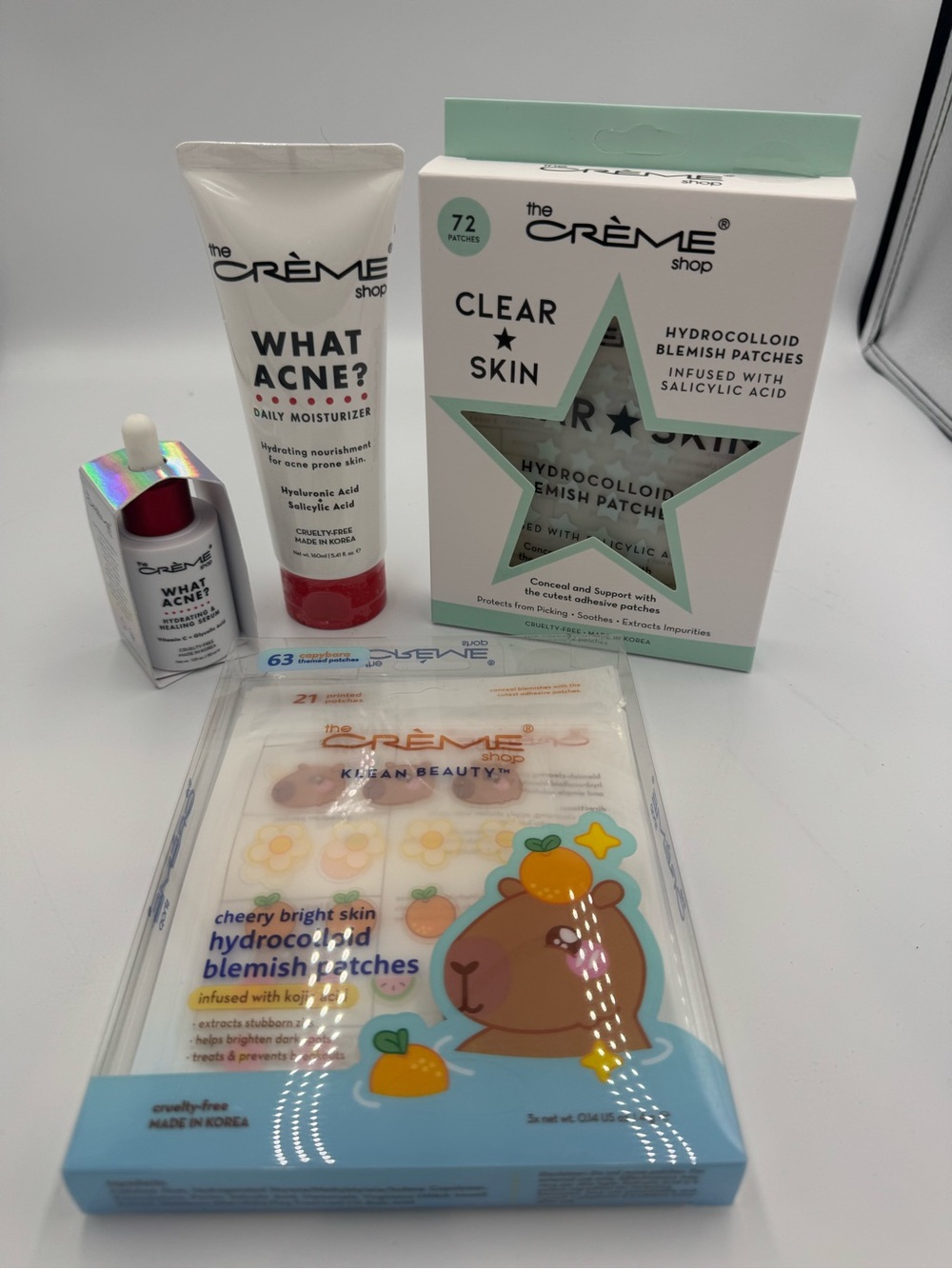 The Creme Shop What Acne Skincare Bundle Serum Moisturizer + 135 Acne Patches
